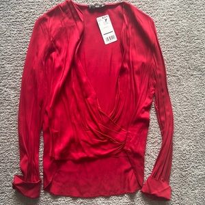 MANGO red wrap top long sleeve - NEW WITH TAGS